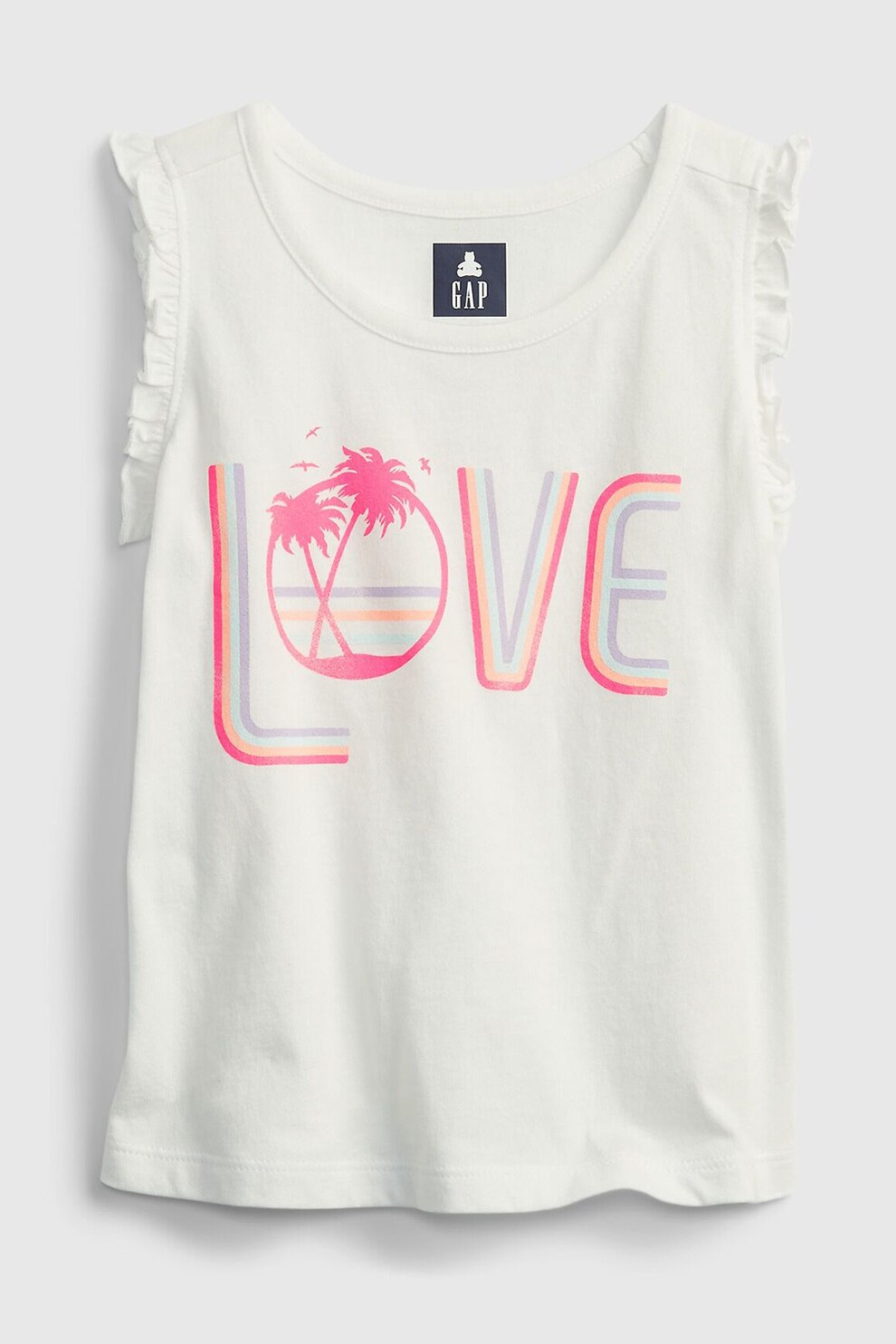 GAP, Top de bumbac organic cu imprimeu, Alb/Roz