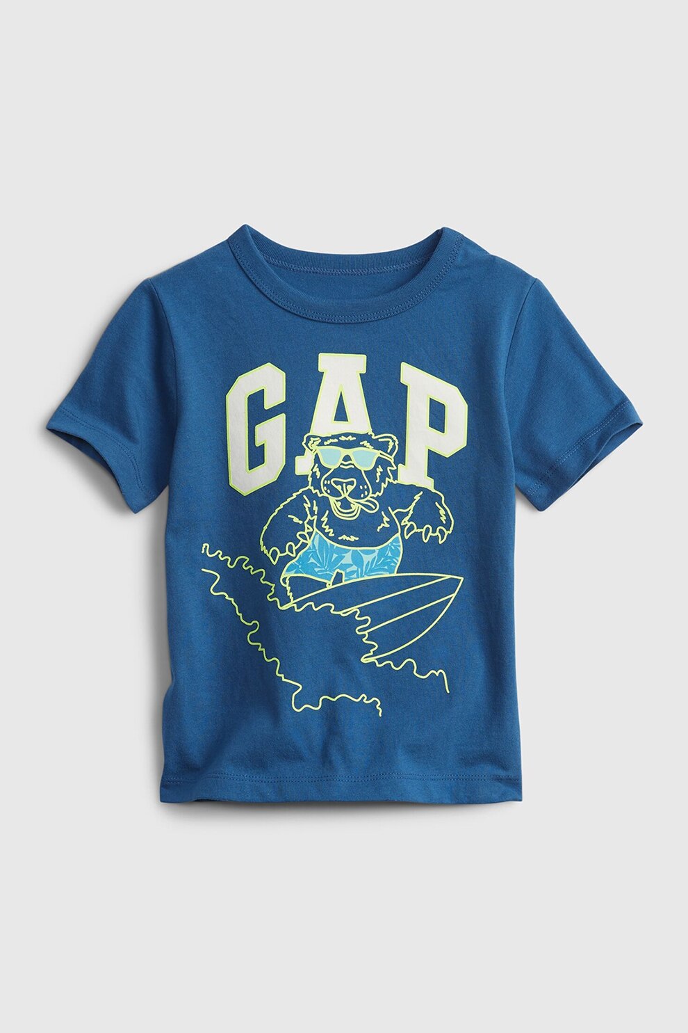 GAP, Tricou de bumbac organic cu imprimeu, albastru inchis/alb