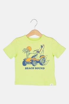 GAP, Tricou cu imprimeu grafic si decolteu la baza gatului, verde deschis, oranj, bleumarin GAP, Tricou cu imprimeu grafic si decolteu la baza gatului, verde deschis, oranj, bleumarin