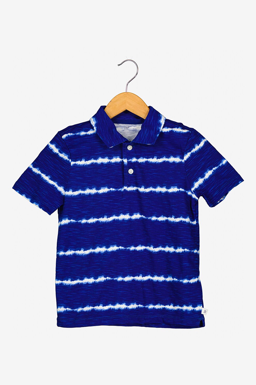 GAP, Tricou polo de jerseu cu fenta scurta cu nasturi, Albastru/Alb