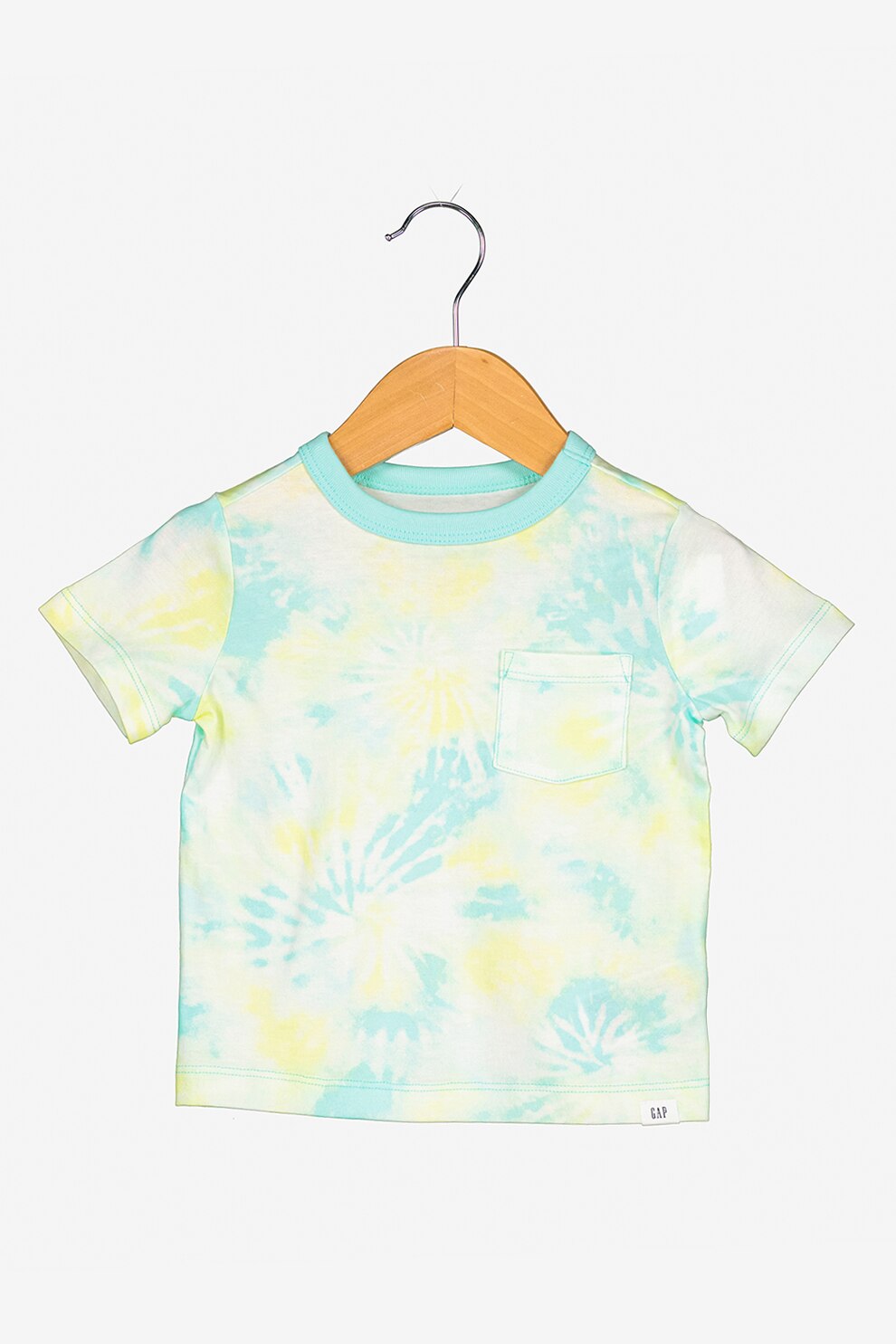 GAP, Tricou cu imprimeu, Albastru aquamarin/Galben