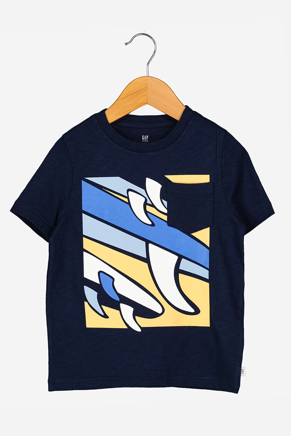 GAP, Tricou cu imprimeu si buzunar pe piept, Bleumarin