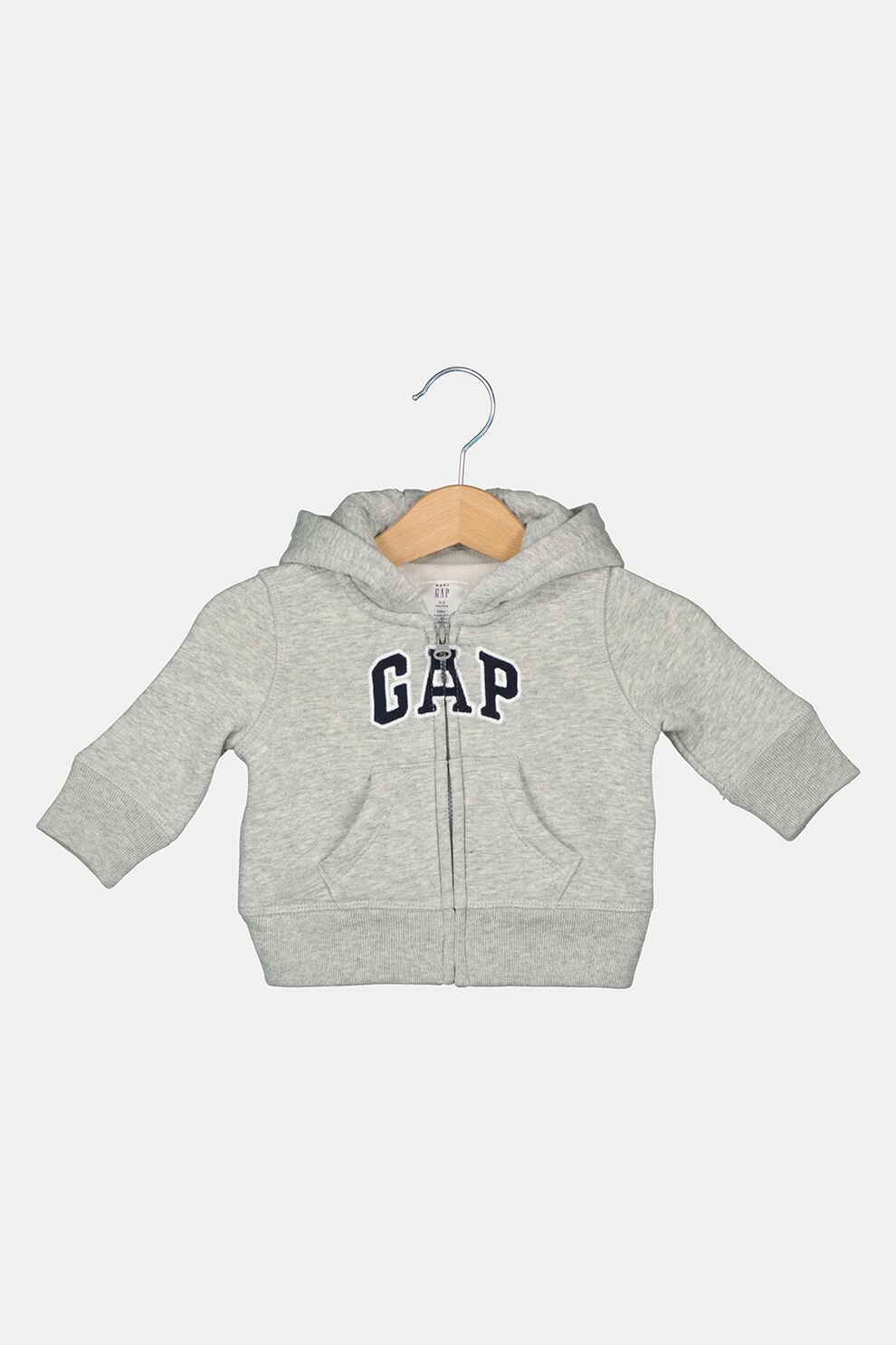 GAP, Hanorac din amestec de bumbac cu fermoar, 50 CM, Gri melange/Alb/Bleumarin