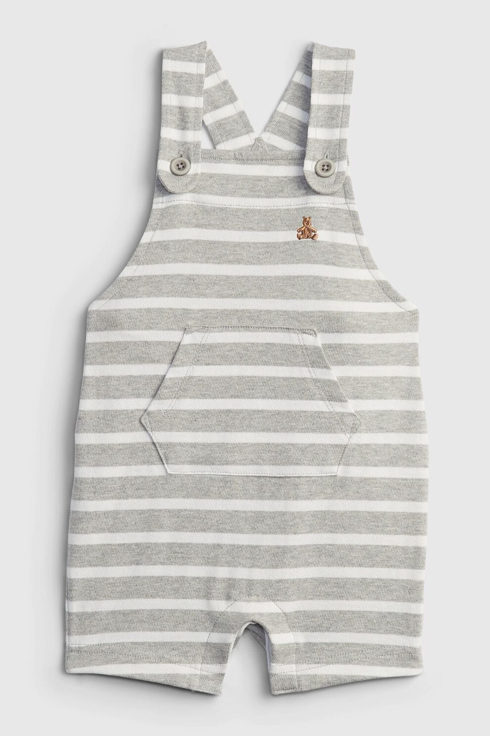 GAP, Salopeta scurta cu model in dungi, Gri deschis/Alb