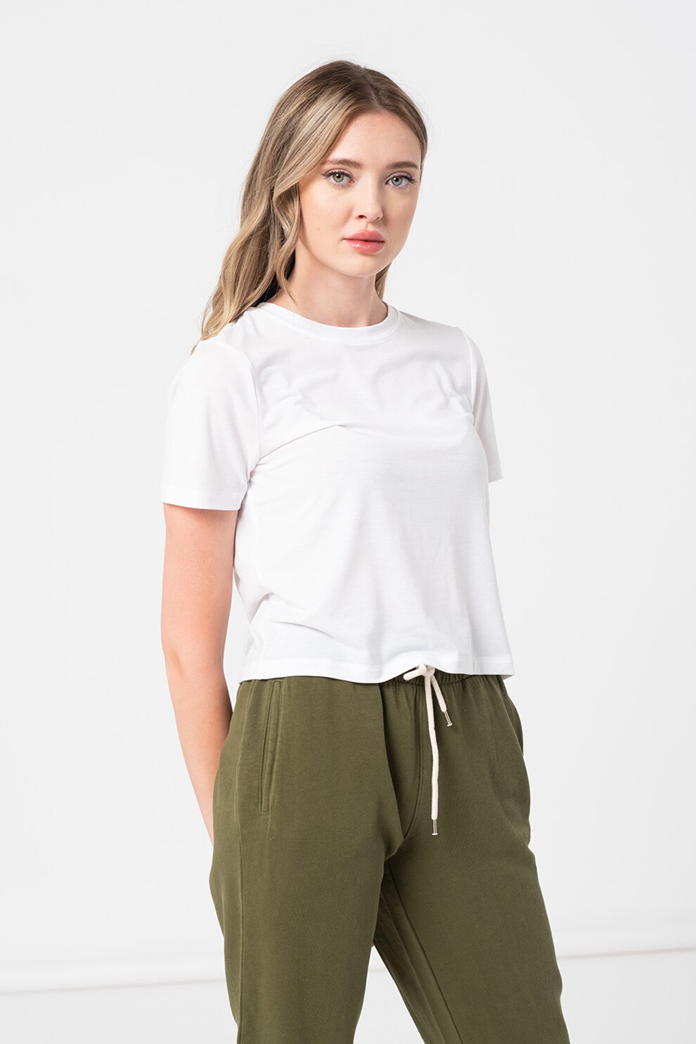 GAP, Tricou cu decolteu la baza gatului, Alb