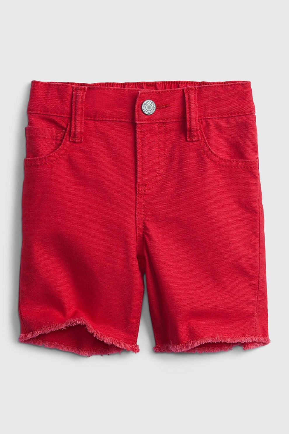 GAP, Pantaloni scurti din denim cu terminatii nefinisate si buzunare, Rosu