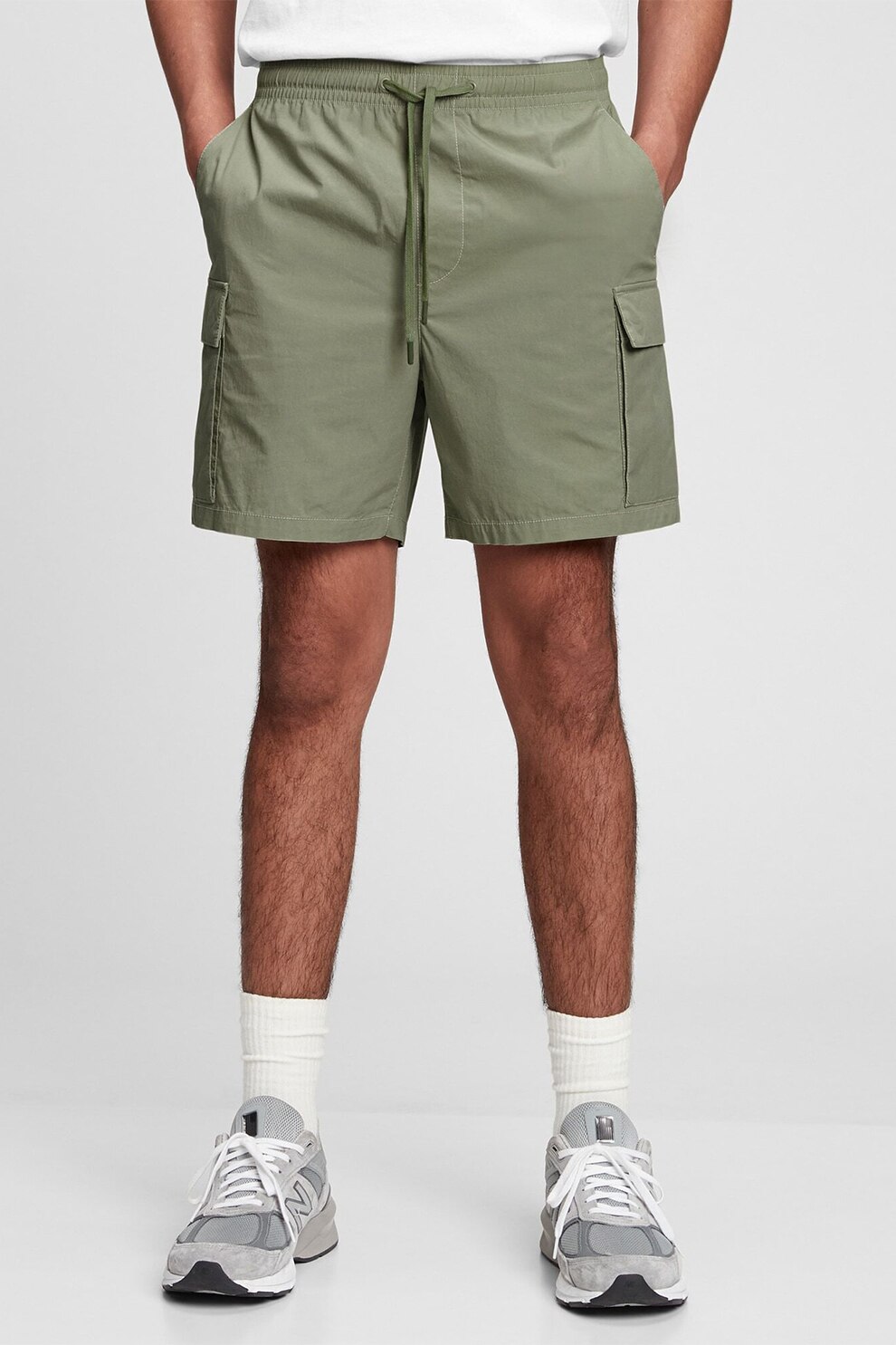 GAP, Pantaloni scurti cu buzunare laterale cu clapa, Verde sparanghel