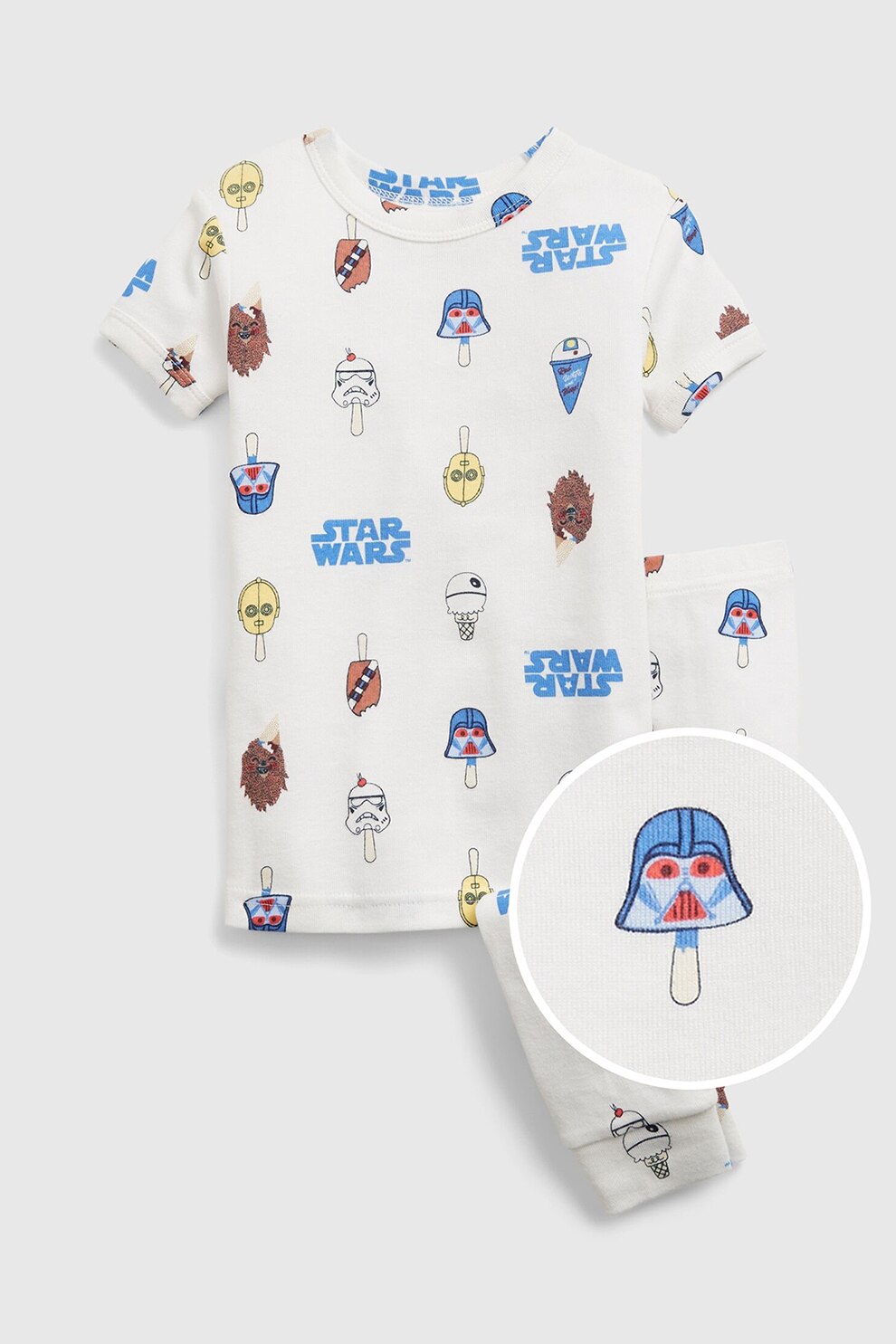 GAP, Pijama din bumbac organic Star Wars™ Ice Cream, Alb