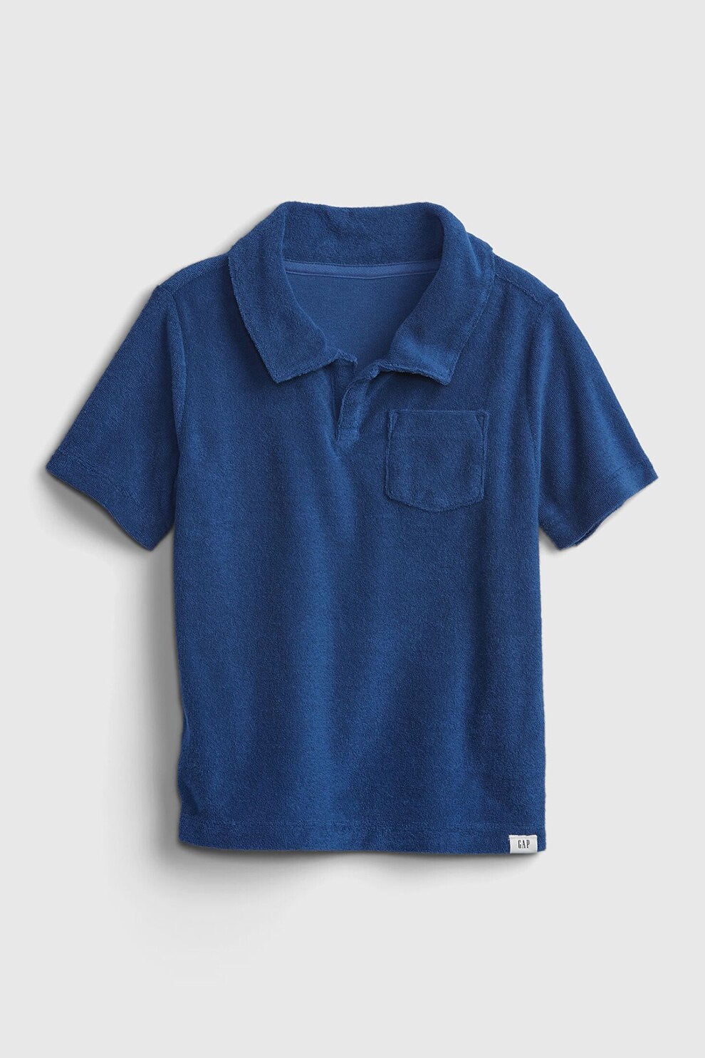 GAP, Tricou polo din material terry si buzunar pe piept, Bleumarin