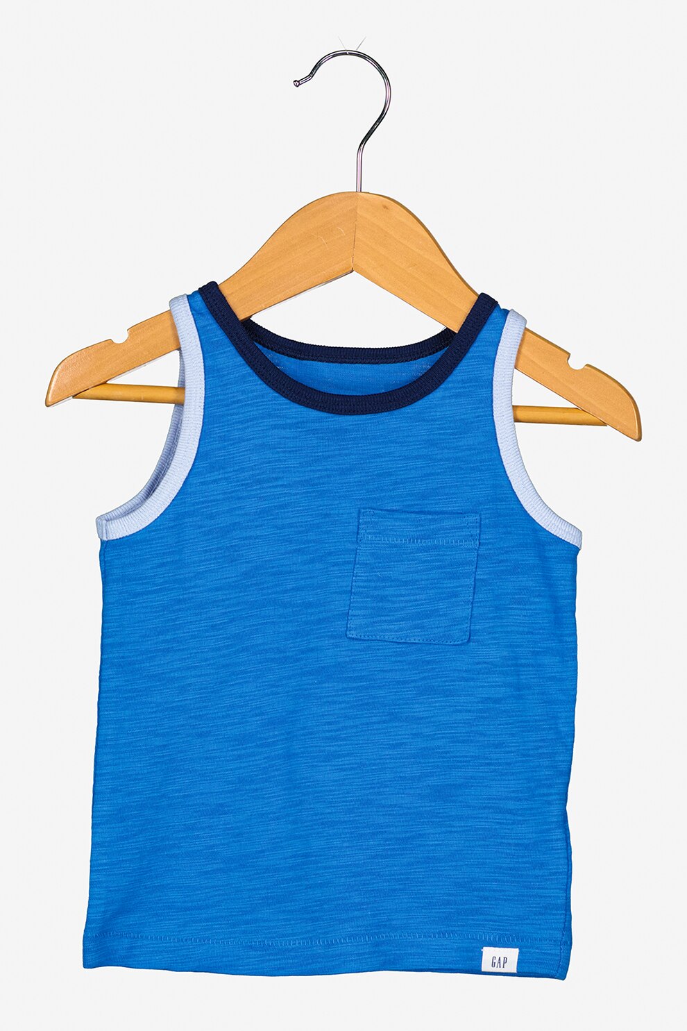 GAP, Top de bumbac cu buzunar pe piept, Albastru