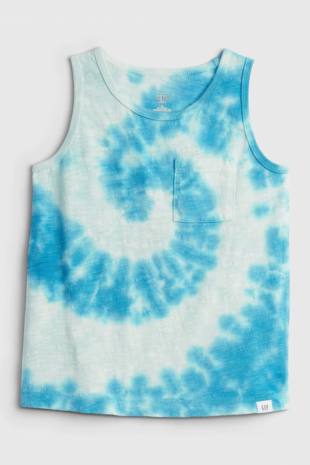 GAP, Top de bumbac cu buzunar pe piept, Albastru deschis/albastru aqua