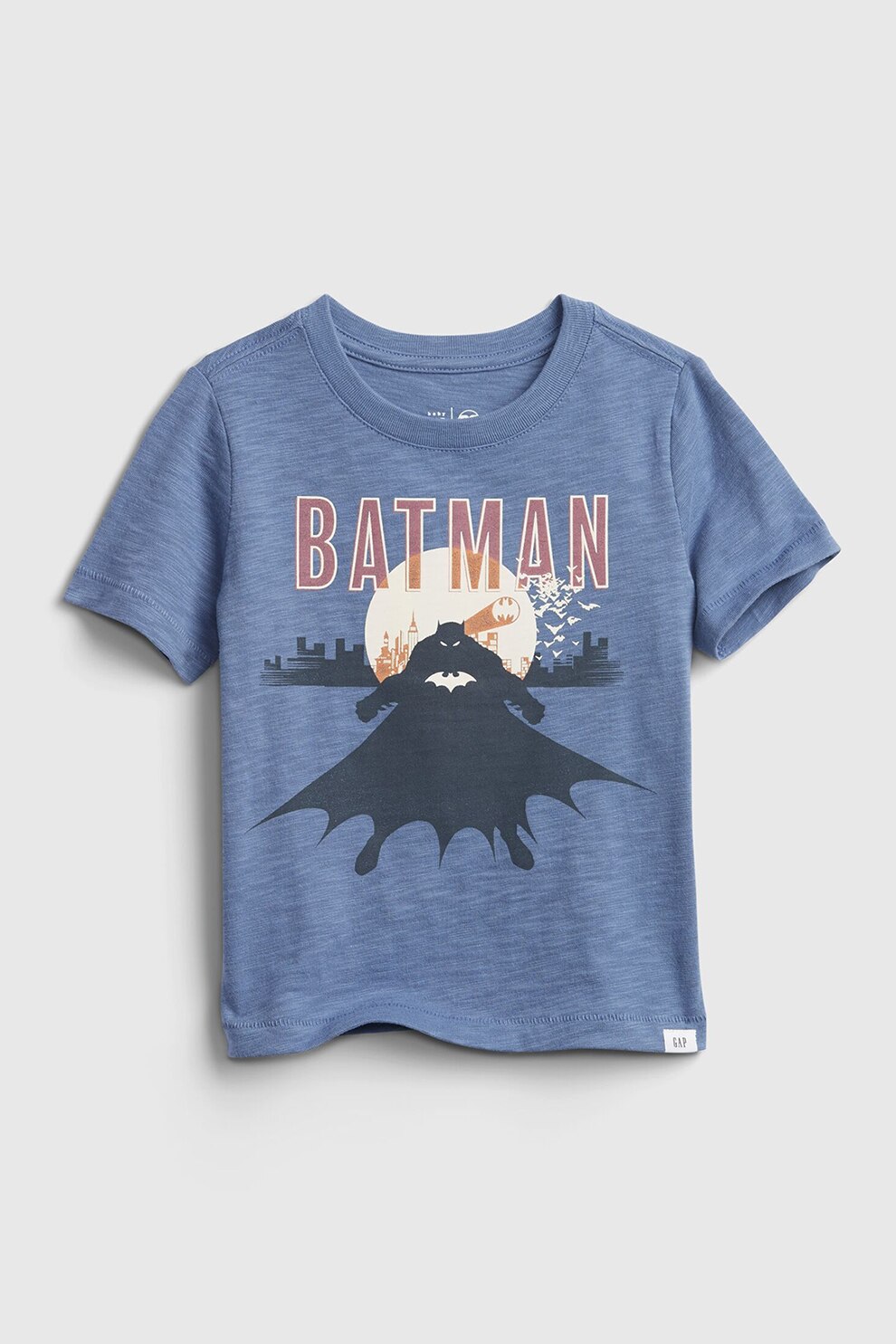 GAP, Tricou cu imprimeu activat cu blit DC™ Batman, Albastru prafuit/Gri/Alb