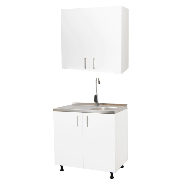 Set masca chiuveta si dulap bucatarie Badenmob, 80cm, Alb