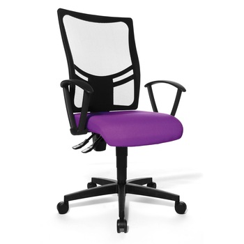 Scaun de birou TopStar Net Point, manere reglabile, negru-violet Scaun de birou TopStar Net Point, manere reglabile, negru-violet