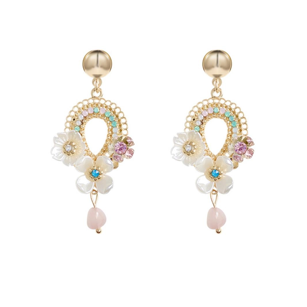 Set cercei eleganti Pili-Paradise, Model Flori/Margele, Multicolor