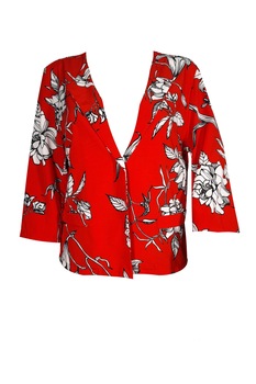 Sacou dama, rosu, cu imprimeu floral Sacou dama, rosu, cu imprimeu floral