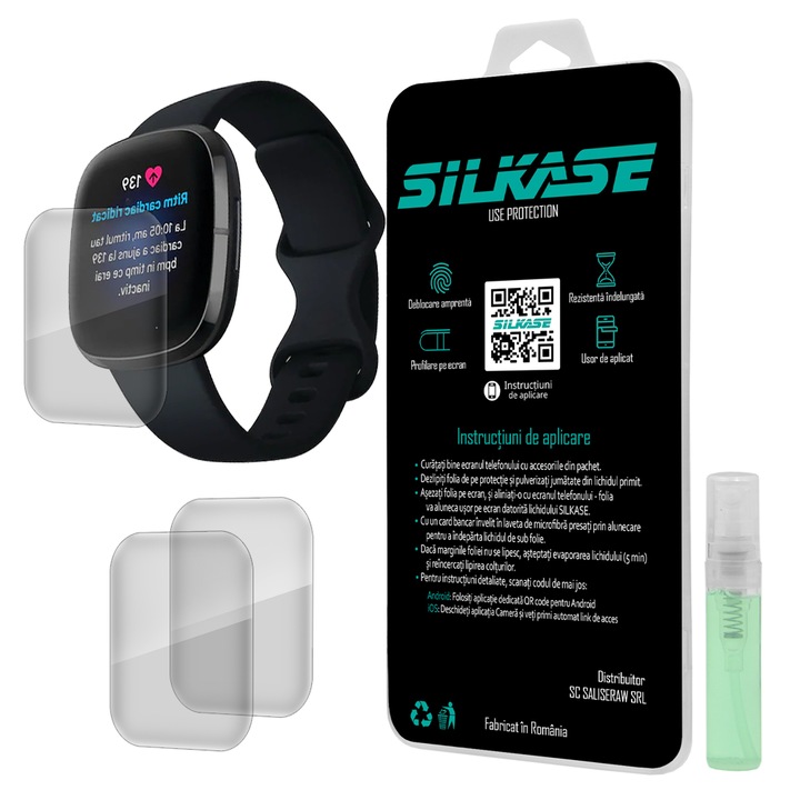 3 db szilikon SILKASE regenerálódó fólia Fitbit Sense, Full-display