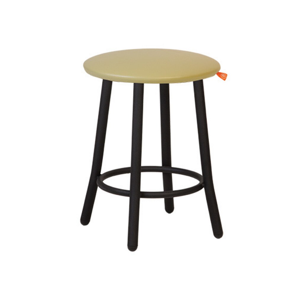 Scaun de tip taburet Moderna Teddy, cadru negru, piele ecologica, verde olive