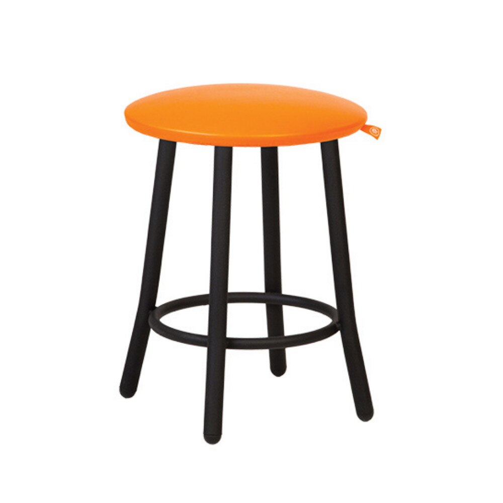 Scaun de tip taburet Moderna Teddy, cadru negru, piele ecologica, portocaliu