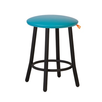 Scaun de tip taburet Moderna Teddy, cadru negru, piele ecologica, turcoaz Scaun de tip taburet Moderna Teddy, cadru negru, piele ecologica, turcoaz