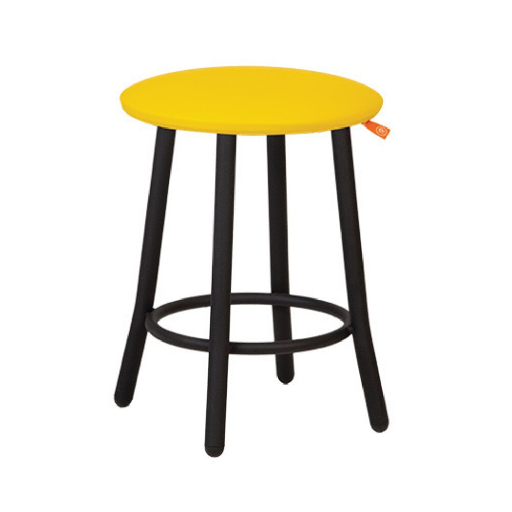 Scaun de tip taburet Moderna Teddy, cadru negru, piele ecologica, galben