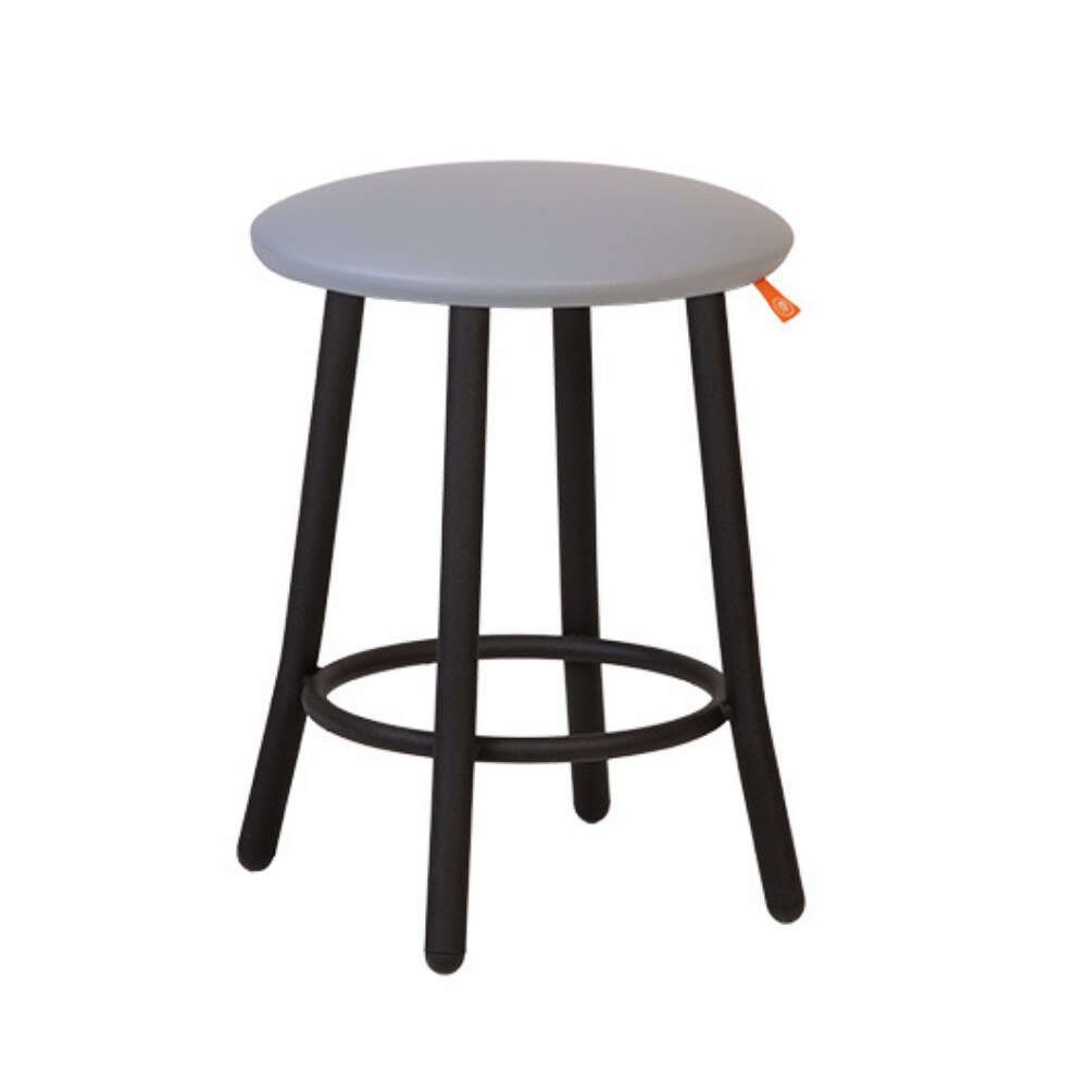 Scaun de tip taburet Moderna Teddy, cadru negru, piele ecologica, gri