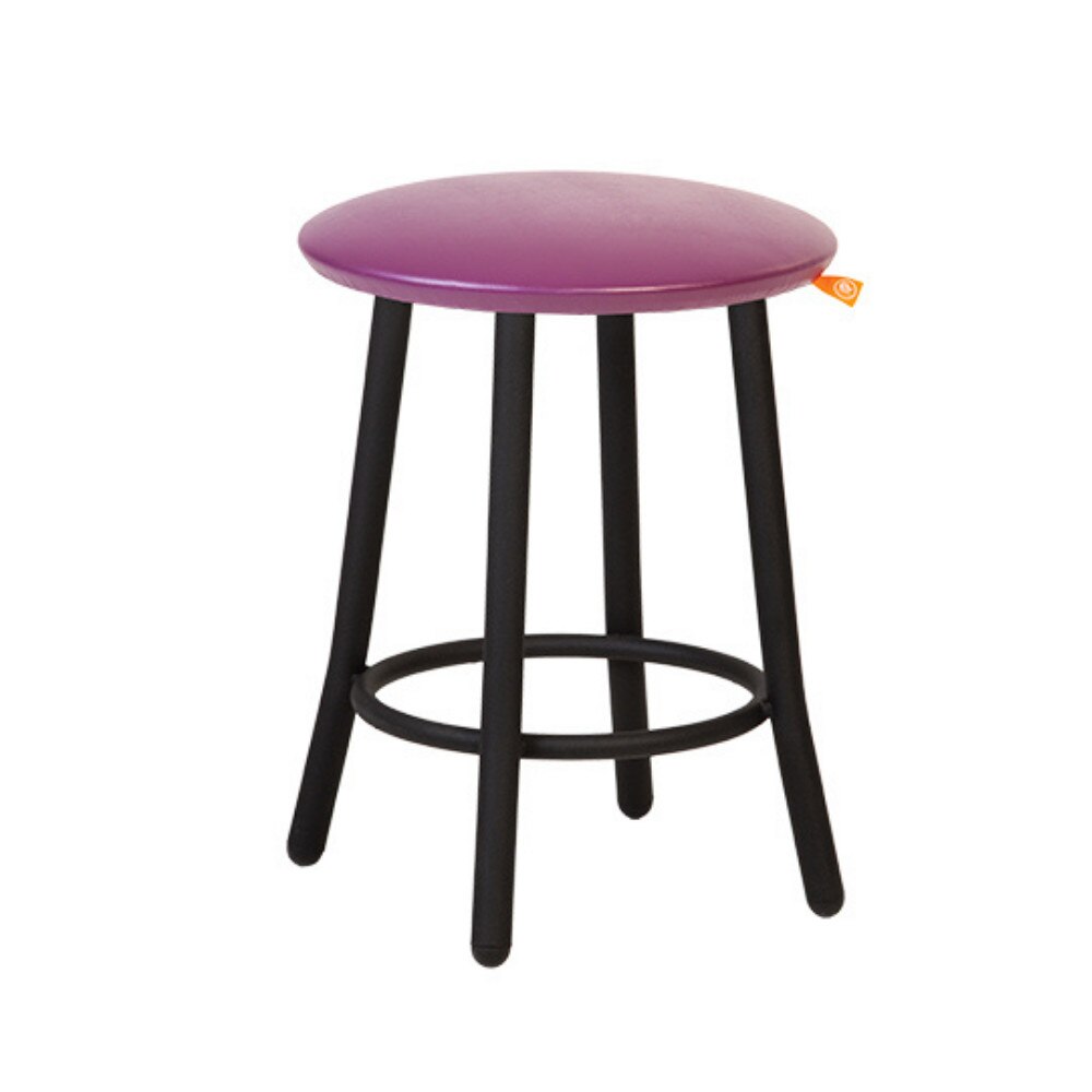 Scaun de tip taburet Moderna Teddy, cadru negru, piele ecologica, mov