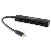Hub USB, Equip, 4 porturi USB 3.0 tip C, Negru