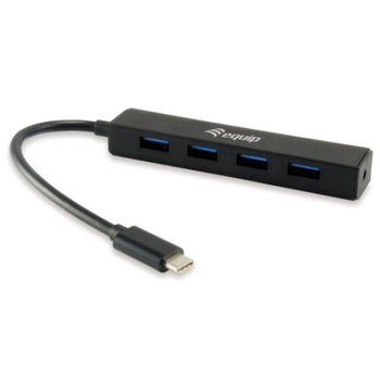 Hub USB, Equip, 4 porturi USB 3.0 tip C, Negru