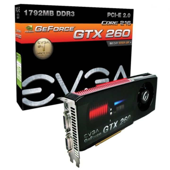 Placa video eVGA nVidia GeForce GTX 260 (216), 1792MB, GDDR3, 448bit, HDTV,  SLI, PCI-E