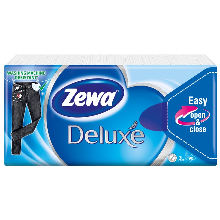 Zewa Deluxe illatmentes papír zsebkendő, 3 rétegű, 90 db