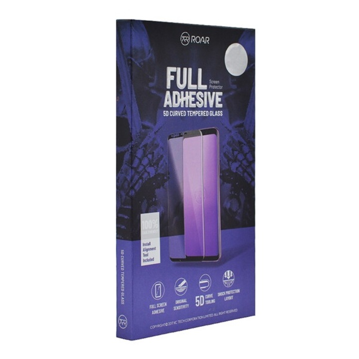 Roar képernyővédő üveg, 5d, full glue, tok barát, 0.3mm, 9h, fekete, kompatibilis: Honor 9S / Huawei Y5p
