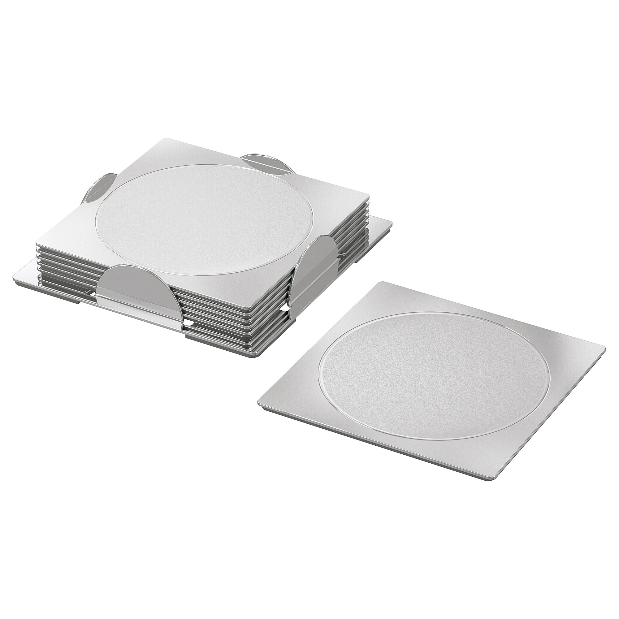 Set 6 suporturi/coastere pentru pahar, inox, 11x11 cm