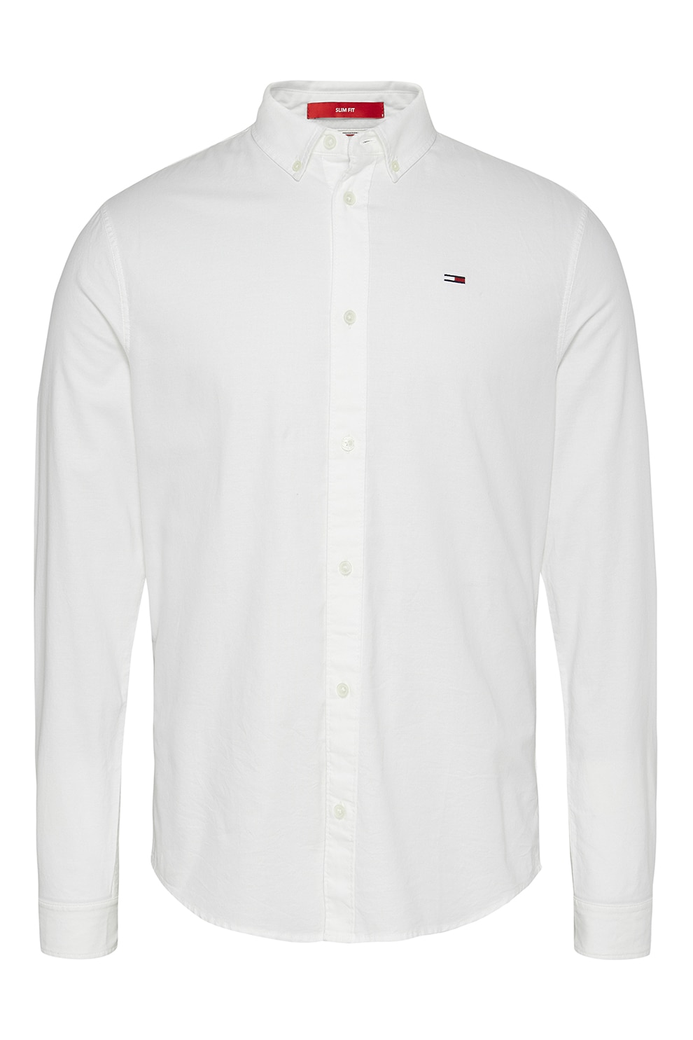 Tommy Jeans, Camasa slim-fit din amestec de bumbac organic, Alb, L