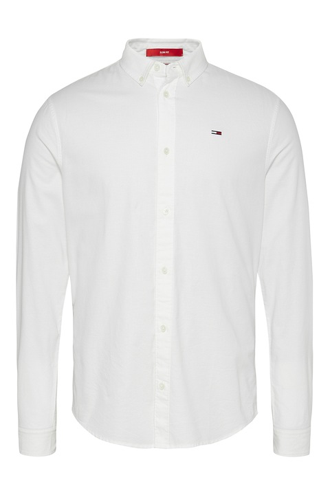 Tommy Jeans, Slim Fit Organic Cotton Blend Shirt, Alb