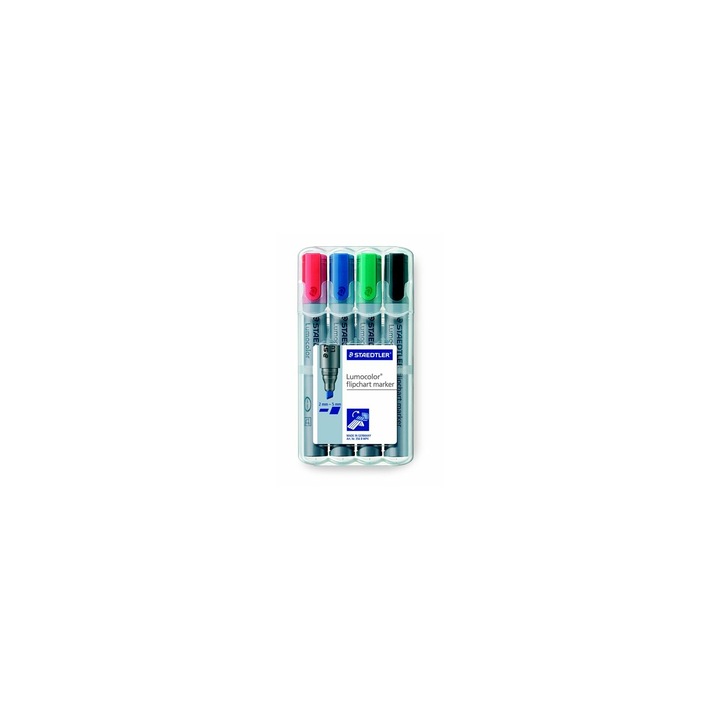 Комплект маркери за флипчарт Staedtler "Lumocolor 356 B" 2-5 mm, 4 различни цвята