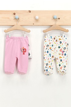 U.S. Polo Assn., Set 2 perechi pantaloni cu imprimeu, Roz/Alb, Roz/Alb U.S. Polo Assn., Set 2 perechi pantaloni cu imprimeu, Roz/Alb, Roz/Alb