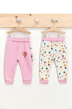 U.S. Polo Assn., Set 2 perechi pantaloni sport cu imprimeu, Roz/Alb, Roz/Alb, 80-86 CM U.S. Polo Assn., Set 2 perechi pantaloni sport cu imprimeu, Roz/Alb, Roz/Alb, 80-86 CM