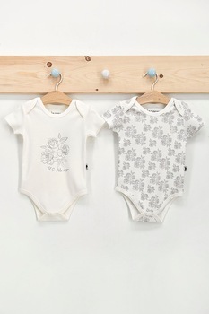 U.S. Polo Assn., Set de body-uri cu imprimeu - 2 piese, Alb/Negru, Standard U.S. Polo Assn., Set de body-uri cu imprimeu - 2 piese, Alb/Negru, Standard