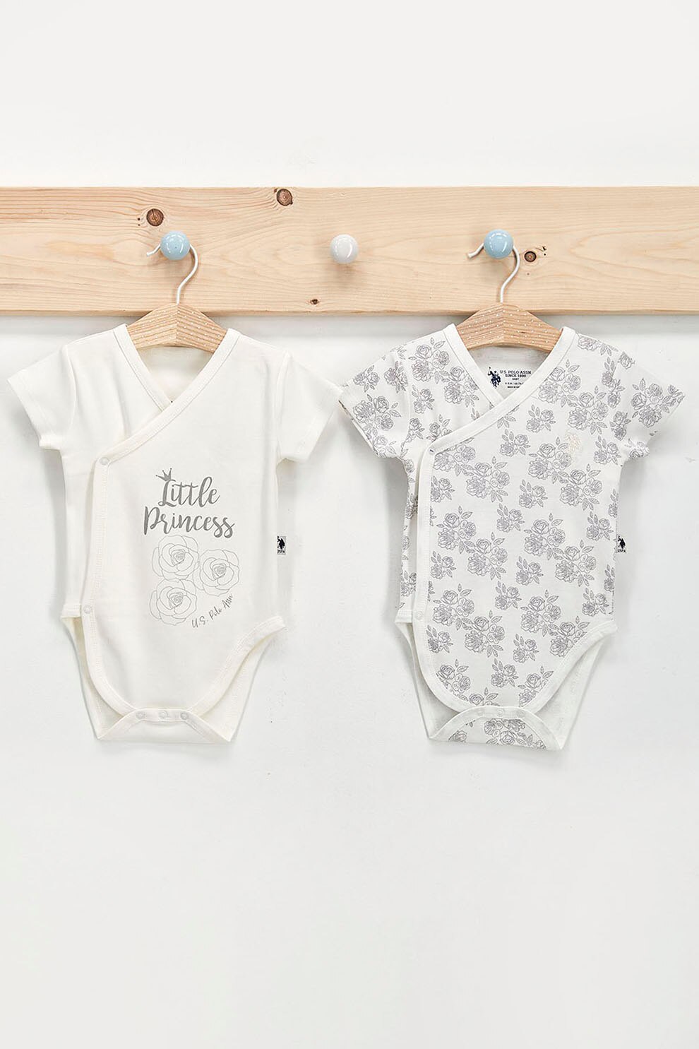 U.S. Polo Assn., Set de body-uri - 2 piese, Alb/Negru, Standard