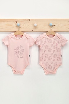 U.S. Polo Assn., Set de body-uri cu imprimeu - 2 piese, Roz, Standard U.S. Polo Assn., Set de body-uri cu imprimeu - 2 piese, Roz, Standard