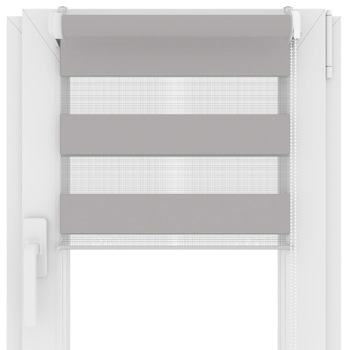 Jaluzea R+T, Zi si Noapte, zebra rulou, Tesatura, 45x150 cm, Gri deschis Jaluzea R+T, Zi si Noapte, zebra rulou, Tesatura, 45x150 cm, Gri deschis