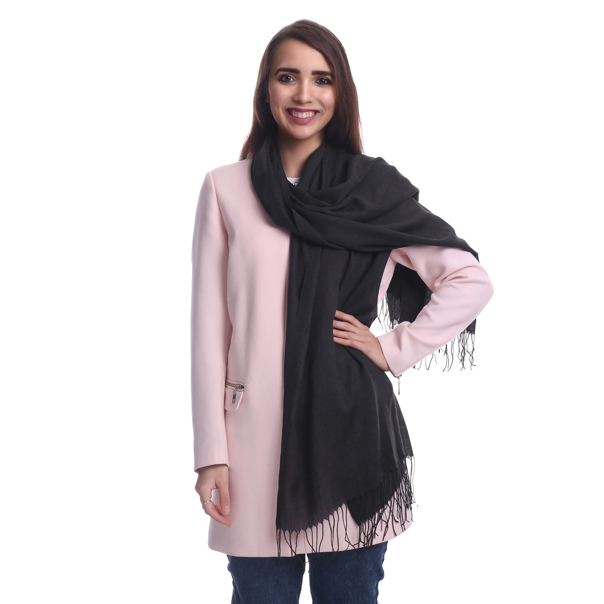 Esarfa casmir, subtire, Nappa, pentru femei, Grafit