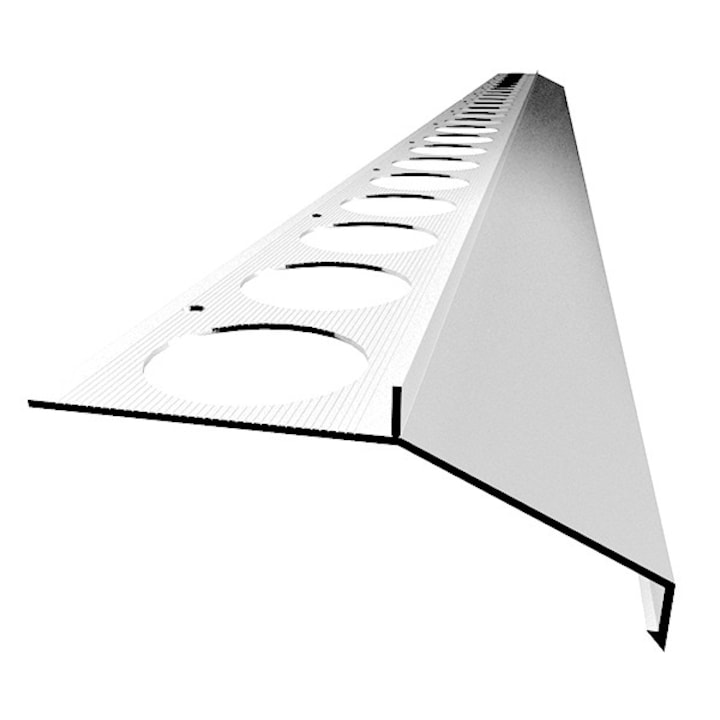 OX Maxi széles vízvető Eloxált aluminium profil burkolólap alá erkély balkon terasz 40 mm túlnyúlás 1 szál 2,5 m teraszprofil balkonszegély