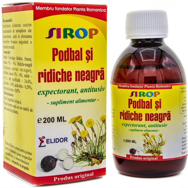 Sirop Podbal si Ridiche neagra, Elidor, 200ml