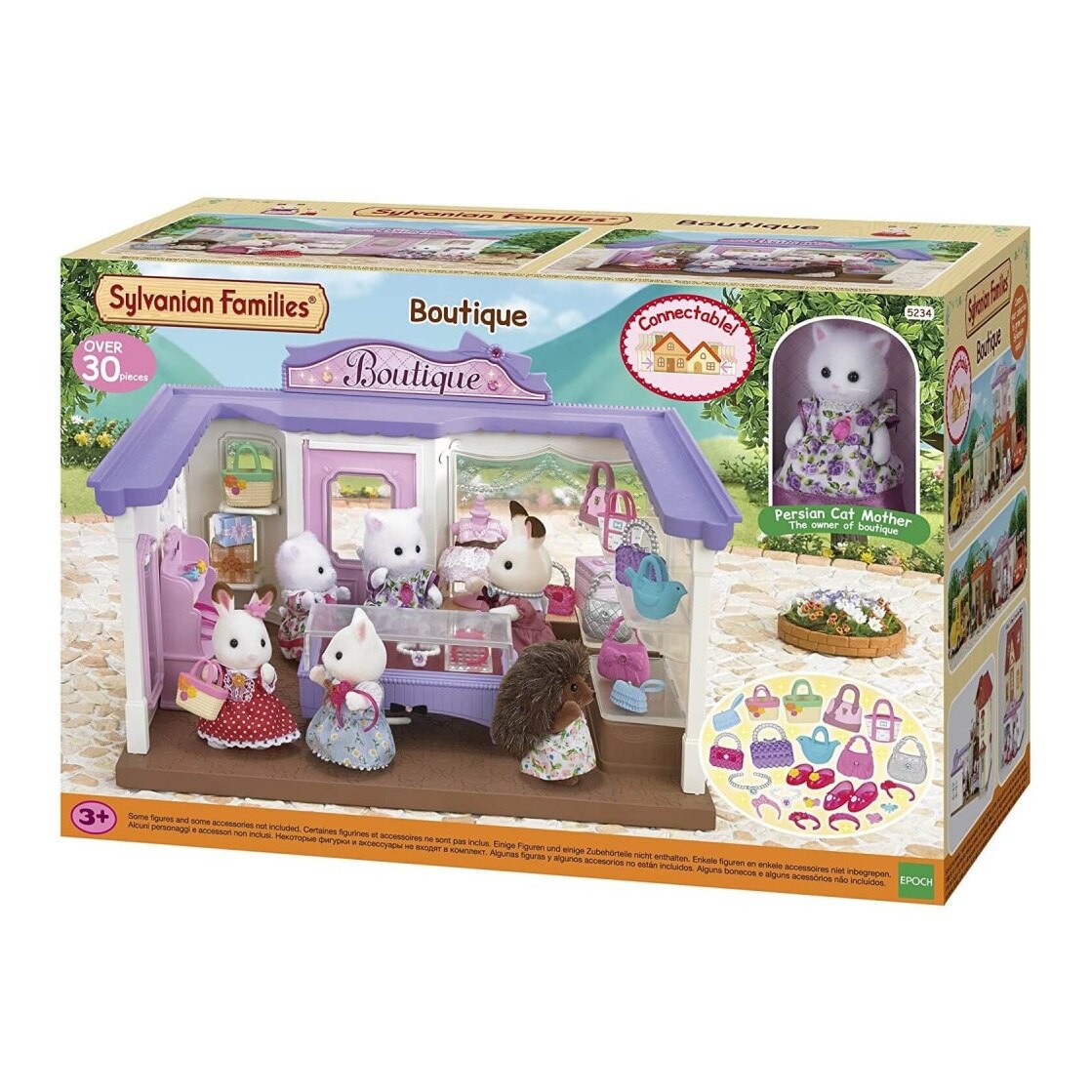 Set de joaca Sylvanian Families 5234, Buticul de accesorii, 30 piese si o figurina
