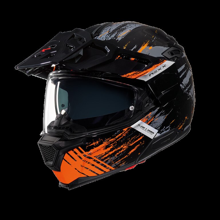 Casca moto adventure Nexx X.Vilijord Mudvalley, negru/portocaliu