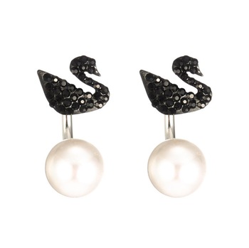 Cercei eleganti Pili-Paradise, Model Lebada, Negru/Alb Cercei eleganti Pili-Paradise, Model Lebada, Negru/Alb