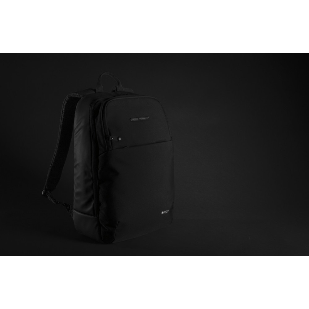 Rucsac laptop cu buzunar sterilizator UV-C, 21MAR1044, 30.5x13x45 cm, 15.6 inch, Swiss Peak by AleXer, Poliester, Negru, breloc inclus