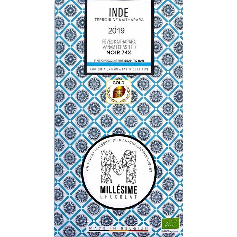 Ciocolata Belgiana Artizanala Neagra 74% Inde Bio 70 grame Millesime Chocolat